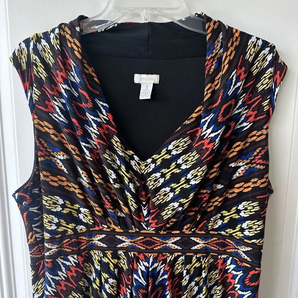 Chico's Maxi Dress Sleeveless Size 3 (XL/16) Multicolor Abstract Print Lined - Picture 2 of 7